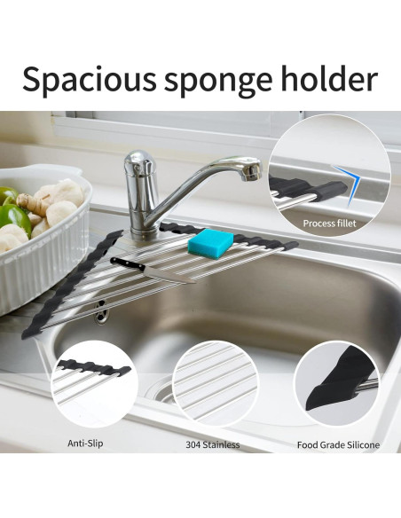 Estante de Secado de Platos Plegable Ahyuan 41.4x23.9cm Acero Inoxidable