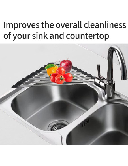 Estante de Secado de Platos Plegable Ahyuan 41.4x23.9cm Acero Inoxidable