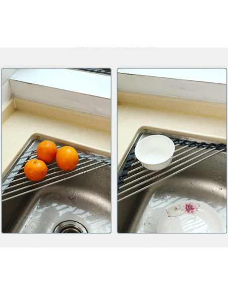 Estante de Secado de Platos Plegable Ahyuan 41.4x23.9cm Acero Inoxidable