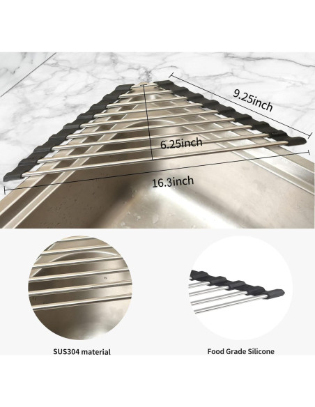Estante de Secado de Platos Plegable Ahyuan 41.4x23.9cm Acero Inoxidable