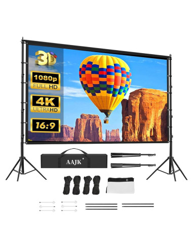 Pantalla de Proyector AAJK 150" Portátil 4K HD con Soporte