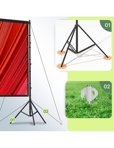 Pantalla de Proyector AAJK 150" Portátil 4K HD con Soporte