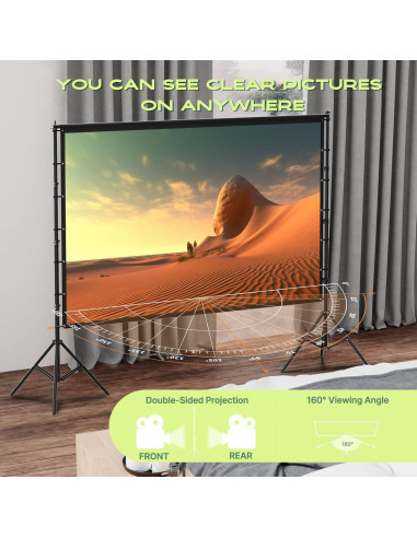 Pantalla de Proyector AAJK 150" Portátil 4K HD con Soporte