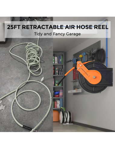 Carrete de Manguera de Aire Giraffe Tools 7.62m Acero 300PSI