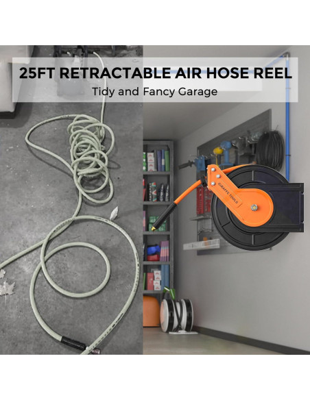 Carrete de Manguera de Aire Giraffe Tools 7.62m Acero 300PSI