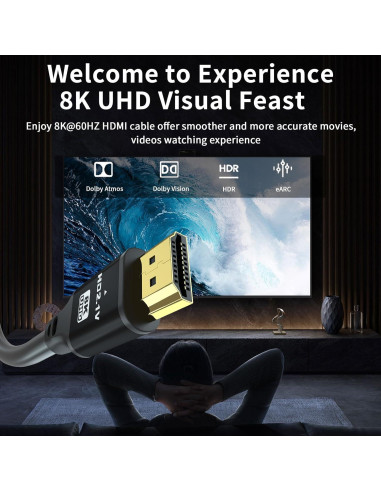 Cable HDMI 8K 1.83m 2-Pack Jojobnj Alta Velocidad 48Gbps