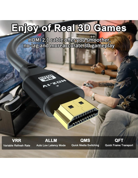 Cable HDMI 8K 1.83m 2-Pack Jojobnj Alta Velocidad 48Gbps