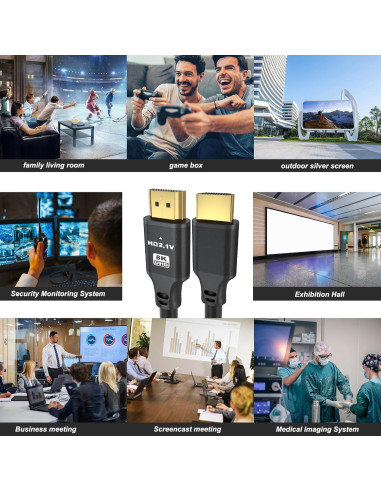 Cable HDMI 8K 1.83m 2-Pack Jojobnj Alta Velocidad 48Gbps