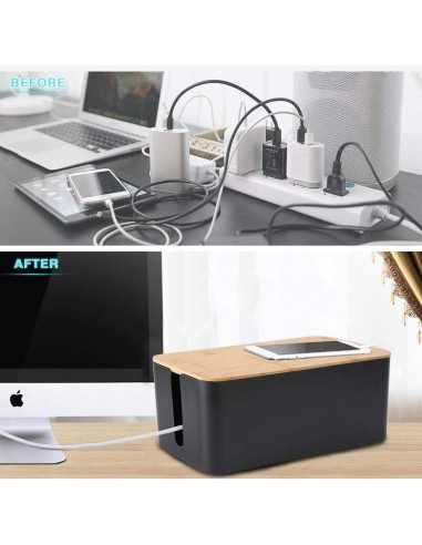 Caja Organizadora de Cables Davidsons - 2 Unidades Grande y Mediana - Negro