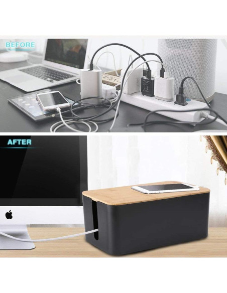 Caja Organizadora de Cables Davidsons - 2 Unidades Grande y Mediana - Negro