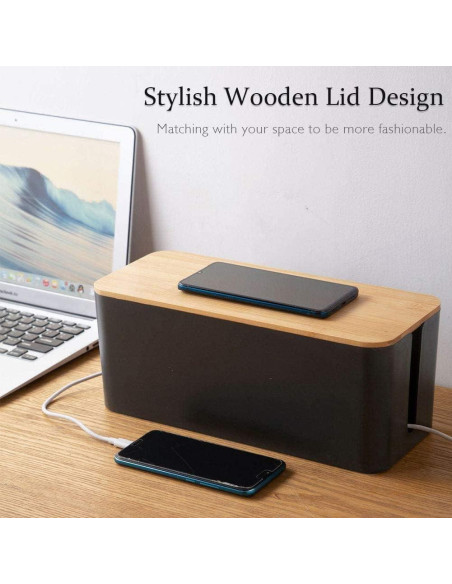 Caja Organizadora de Cables Davidsons - 2 Unidades Grande y Mediana - Negro