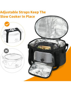Bolsa de Transporte Aislante para Olla de Cocción Lenta 6-8 Qt 2