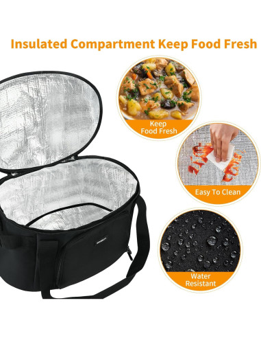 Bolsa de Transporte Aislante para Olla de Cocción Lenta 6-8 Qt