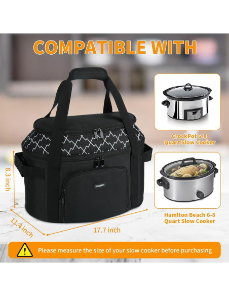 Bolsa de Transporte Aislante para Olla de Cocción Lenta 6-8 Qt