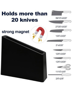 Bloque Magnético para Cuchillos Azauvc de Madera Acacia 12-18 Cuchillos 2