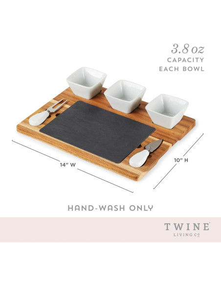 Juego de Tabla de Queso de Acacia y Pizarra Twine - 7 Piezas