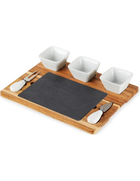 Juego de Tabla de Queso de Acacia y Pizarra Twine - 7 Piezas