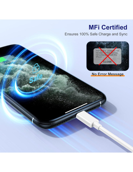 Cable USB C a Lightning 10 Pies Uzeuza - Carga Rápida MFi Cable USB C a Lightning 10 Pies Uzeuza - Carga Rápida MFi