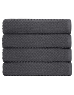 Juego de 4 Toallas de Baño COTTON CRAFT Waffle 450 GSM Gris