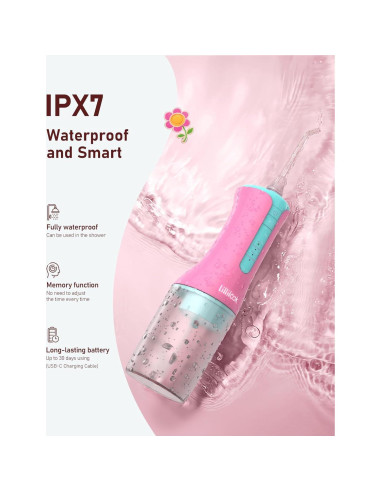 Irrigador Oral Acuático Lillilook Rosa para Niños 6+ Años