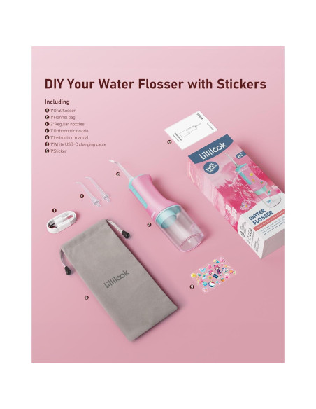 Irrigador Oral Acuático Lillilook Rosa para Niños 6+ Años