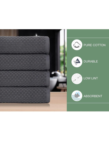 Juego de 4 Toallas de Baño COTTON CRAFT Waffle 450 GSM Gris