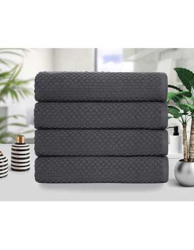 Juego de 4 Toallas de Baño COTTON CRAFT Waffle 450 GSM Gris