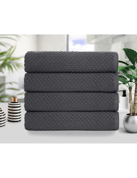 Juego de 4 Toallas de Baño COTTON CRAFT Waffle 450 GSM Gris