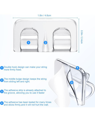 Ganchos Adhesivos Hetyue para Luces de Cuerda al Aire Libre - 26 Piezas