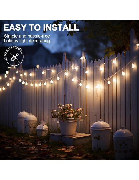 Ganchos Adhesivos Hetyue para Luces de Cuerda al Aire Libre - 26 Piezas