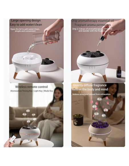 Difusor de Aromaterapia ZTDIXF V80 250ml con Niebla y Luces LED