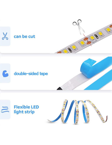 Tira LED 12V 5M Azul QX SMD2835 600 LEDs Alta Brillo