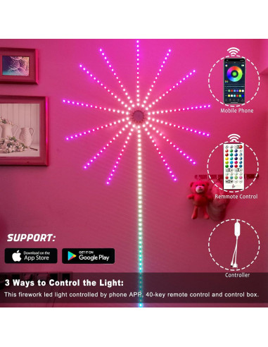 Luces LED de Fuegos Artificiales Noddy 14pcs RGBIC Control APP