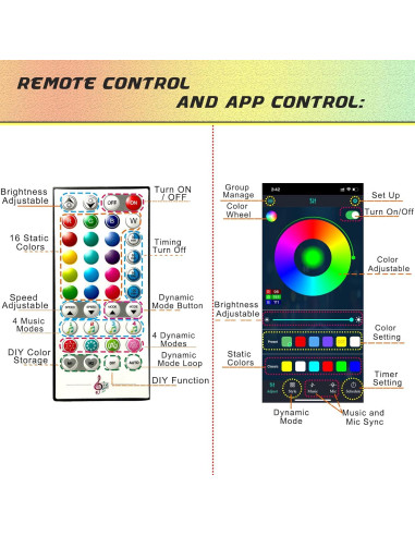 Luces LED de Fuegos Artificiales Noddy 14pcs RGBIC Control APP