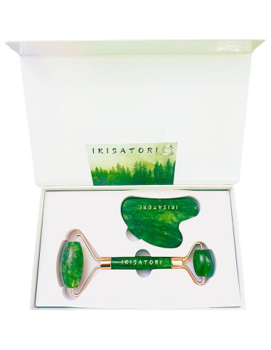 Rodillo Facial y Guasha Jade Verde Ikisatori - Cuidado Piel
