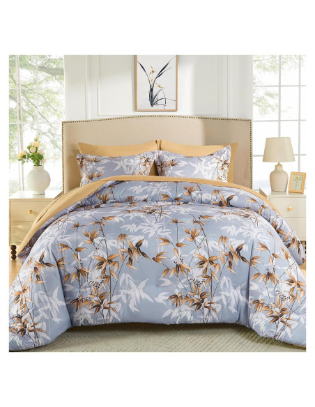 Juego de Edredón Reina Caqui LXWORX - 7 Piezas Microfibra