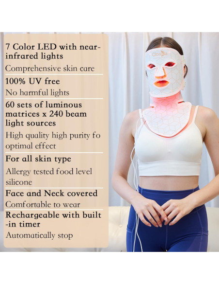 Máscara de Terapia de Luz Roja LED Cloakla W-Fack - 7 Modos