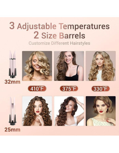 Plancha de Rizar Automática Curlicue DSM-9001 Rosa 2 Varillas