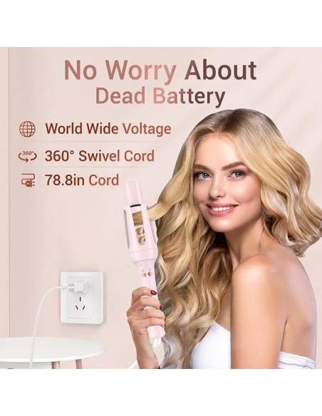 Plancha de Rizar Automática Curlicue DSM-9001 Rosa 2 Varillas