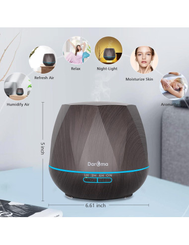 Difusor de Aceite Esencial DAROMA 550ml Control Remoto 6 en 1
