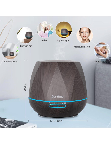 Difusor de Aceite Esencial DAROMA 550ml Control Remoto 6 en 1
