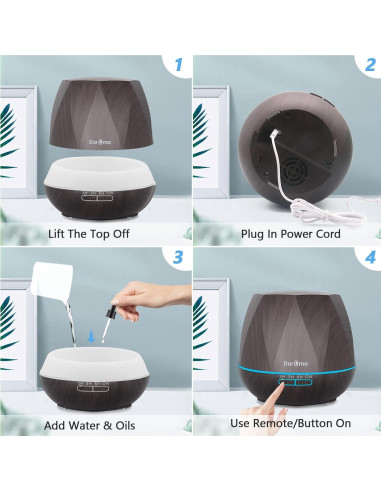 Difusor de Aceite Esencial DAROMA 550ml Control Remoto 6 en 1