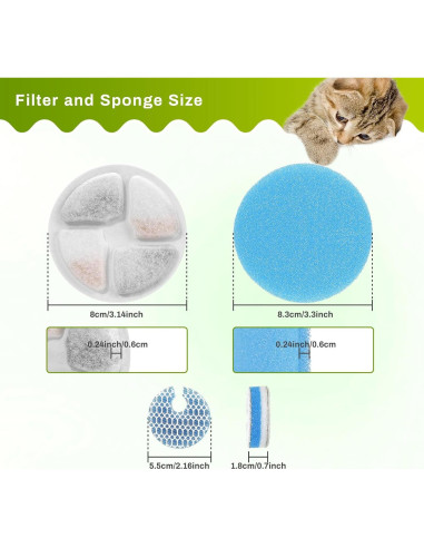 Filtros de Agua para Fuente de Gato ZEKIRY - Paquete de 10