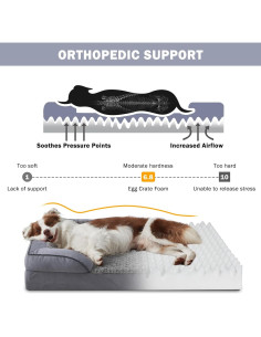 Cama ortopédica para perros INVENHO XL gris oscuro impermeable 2