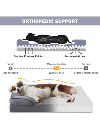 Cama ortopédica para perros INVENHO XL gris oscuro impermeable