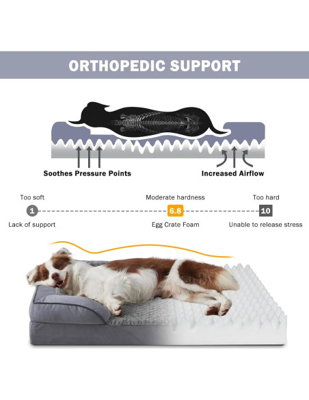 Cama ortopédica para perros INVENHO XL gris oscuro impermeable