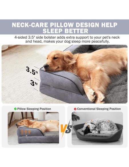 Cama ortopédica para perros INVENHO XL gris oscuro impermeable