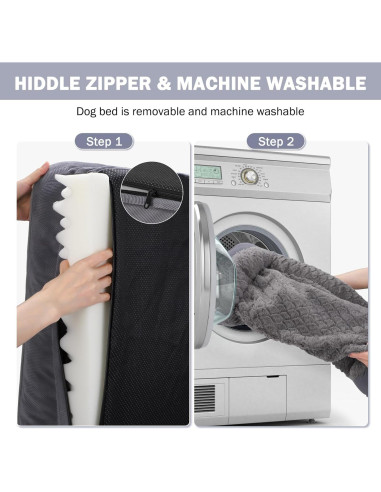 Cama ortopédica para perros INVENHO XL gris oscuro impermeable