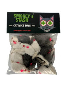 Juguete para Gato Ratones de Piel de Conejo Smokey's Stash 12 Pzas