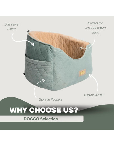 Asiento de Coche para Perros DOGGO Selection Verde 62x49.8cm
